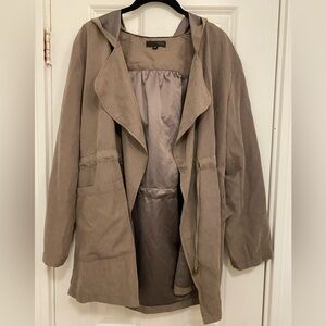 Lovposh Faux Suede Grey Tie Jacket